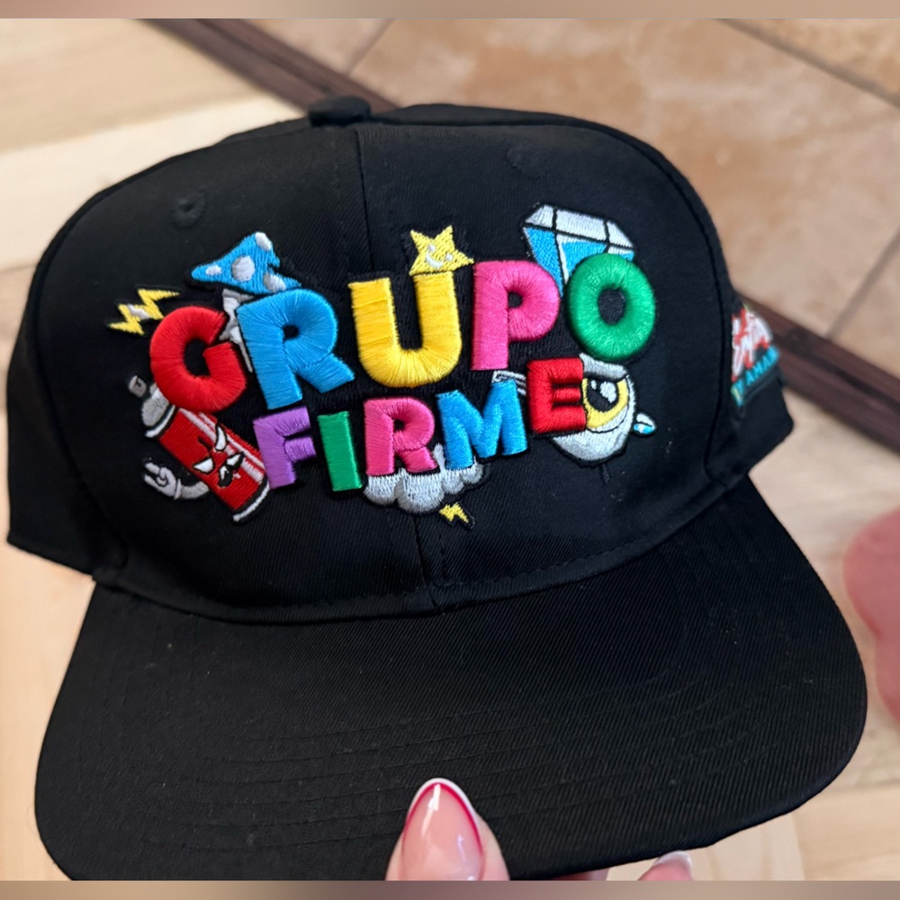 Grupo Firme Colorful Embroidered Black Cap